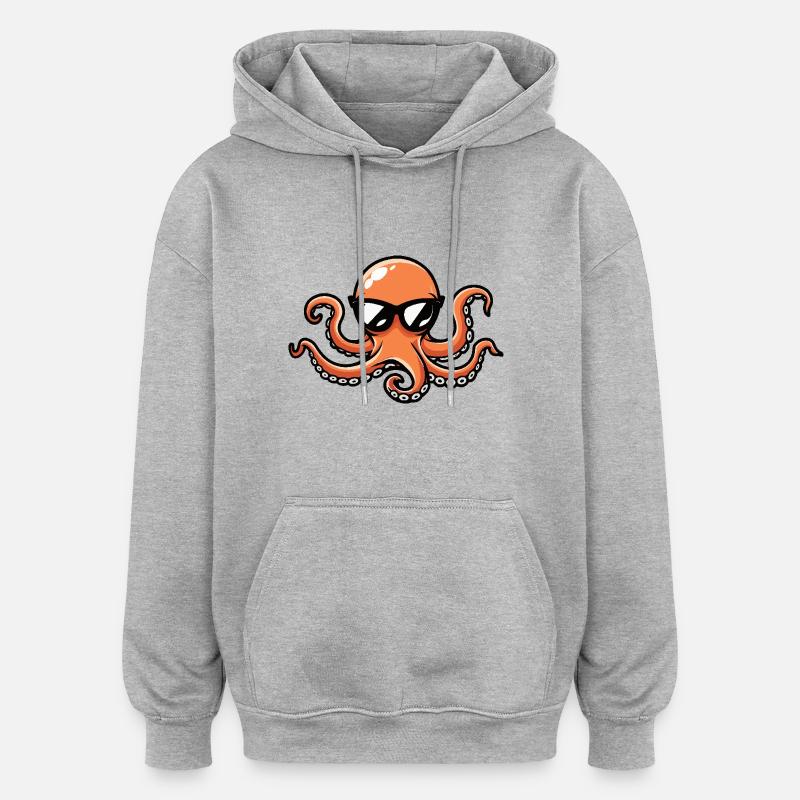 Oktopus Cool Comic - Oversized Unisex Hoodie - Grau meliert