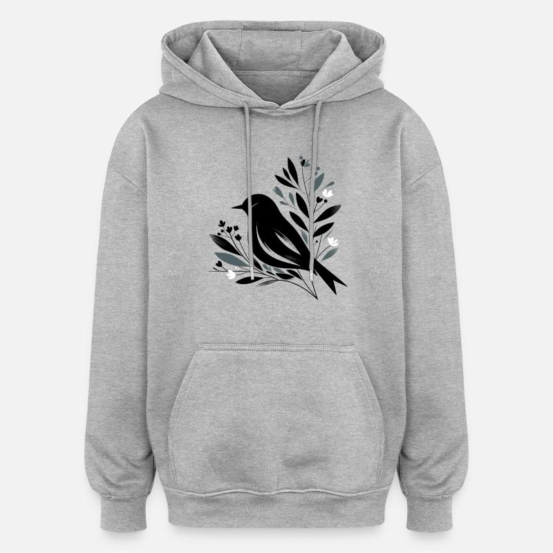 Merle - Sweat à capuche oversize unisexe - gris chiné