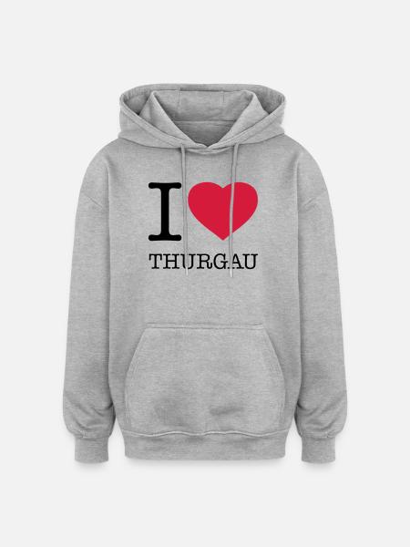 J’ADORE THURGOVIE - Sweat à capuche oversize unisexe - gris chiné