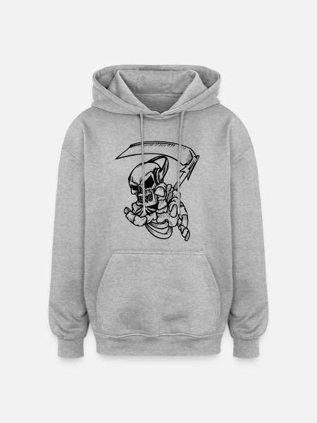 Skelett mit Sense - Oversized Unisex Hoodie - heather grey