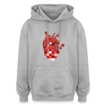 Pop (he) art - Oversized Unisex Hoodie - Grau meliert - Vorne - Noah (186cm)