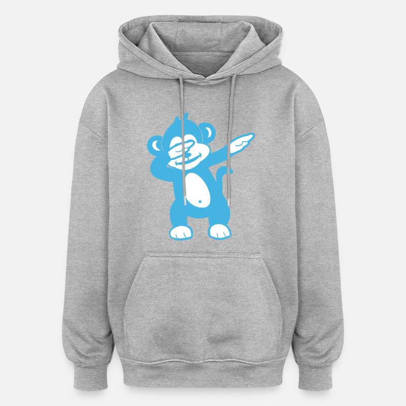 Blue Monkey Maskottchen – Verspieltes Design - Oversized Unisex Hoodie - Grau meliert