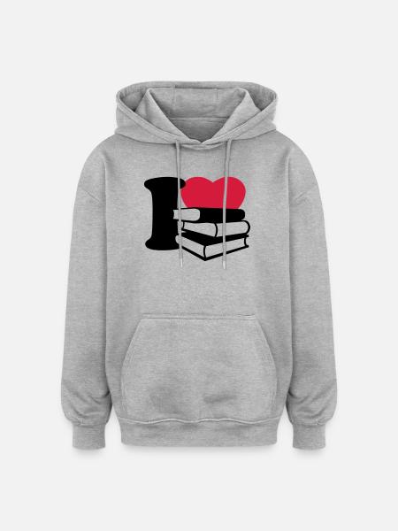 I love books - Oversized Unisex Hoodie - heather grey