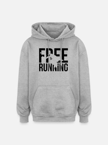 le free running - Sweat à capuche oversize unisexe - gris chiné