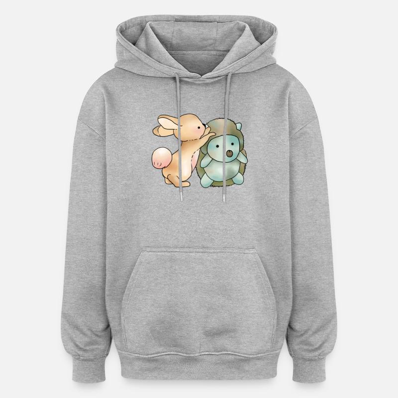 Hase und Igel - Oversized Unisex Hoodie - Grau meliert