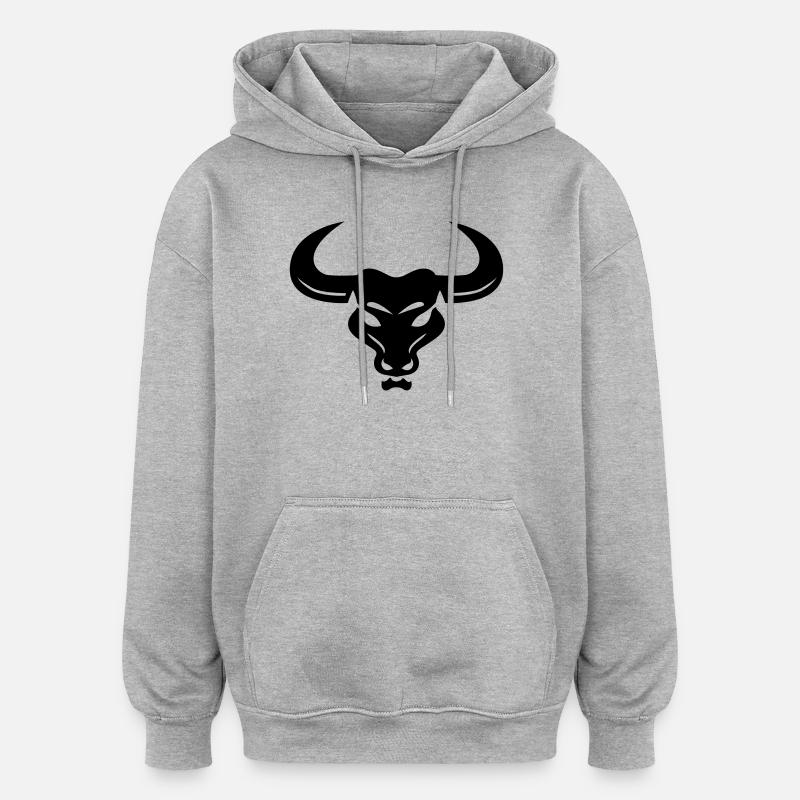 taureau - Sweat à capuche oversize unisexe - gris chiné