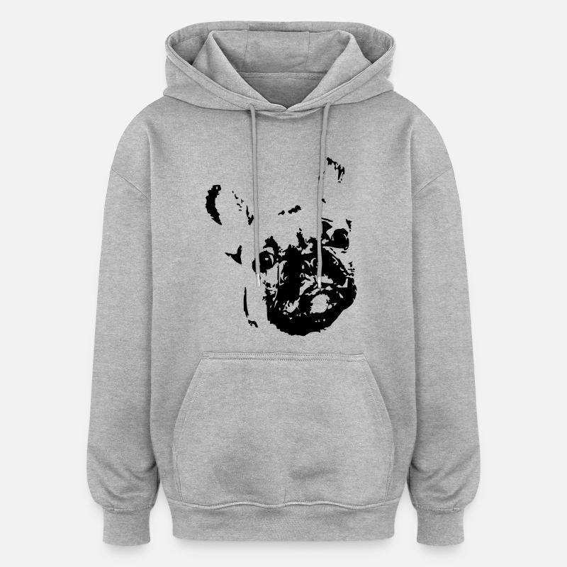 Bouledogue français, bouledogue, bouledogue français - Sweat à capuche oversize unisexe - gris chiné