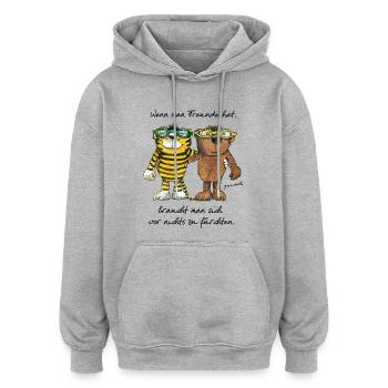Janosch Tiger Und Bär Wenn Man Freunde Zitat - Oversized Unisex Hoodie - Grau meliert - Vorne - Noah (186cm)