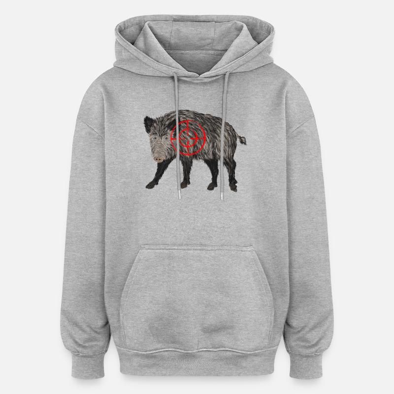 sanglier - Sweat à capuche oversize unisexe - gris chiné