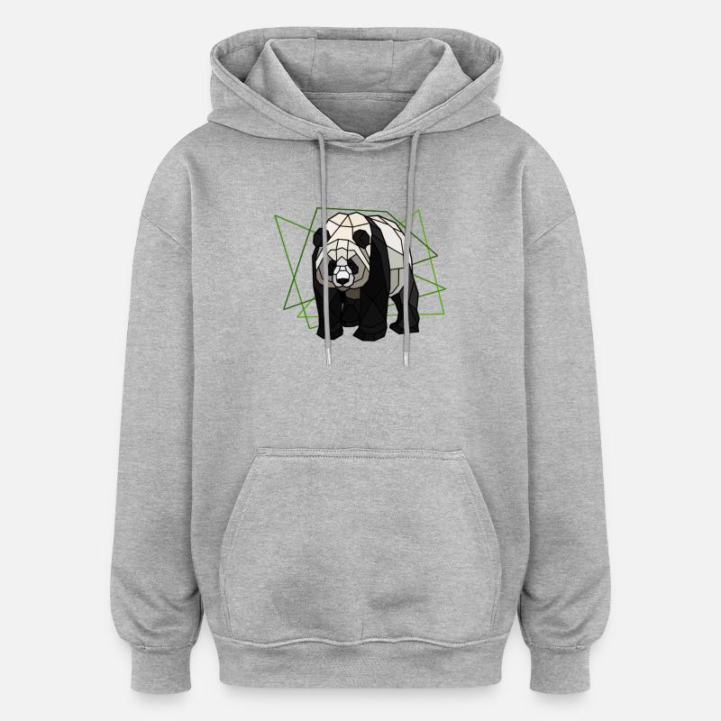 Grand Panda - Sweat à capuche oversize unisexe - gris chiné