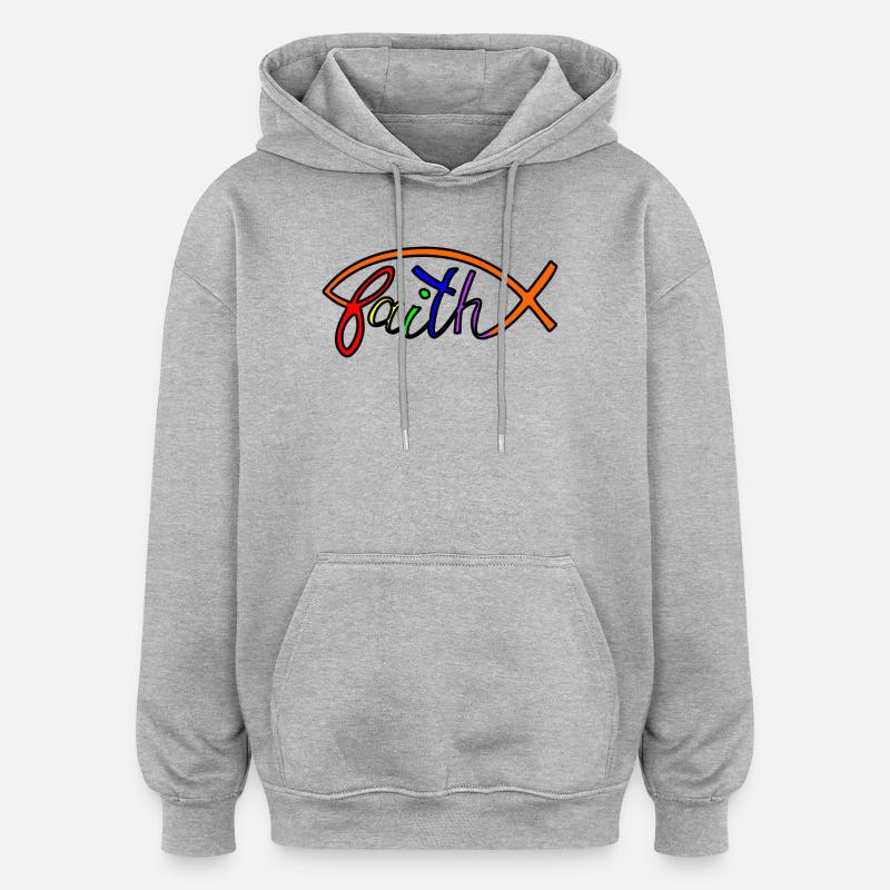 Confiance en Jésus - Sweat à capuche oversize unisexe - gris chiné