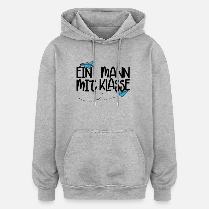 Ein Mann mit Klasse - (schwarz) - Oversized Unisex Hoodie - Grau meliert