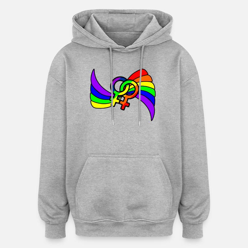 Logo de Rainbow lesbies fier - Sweat à capuche oversize unisexe - gris chiné