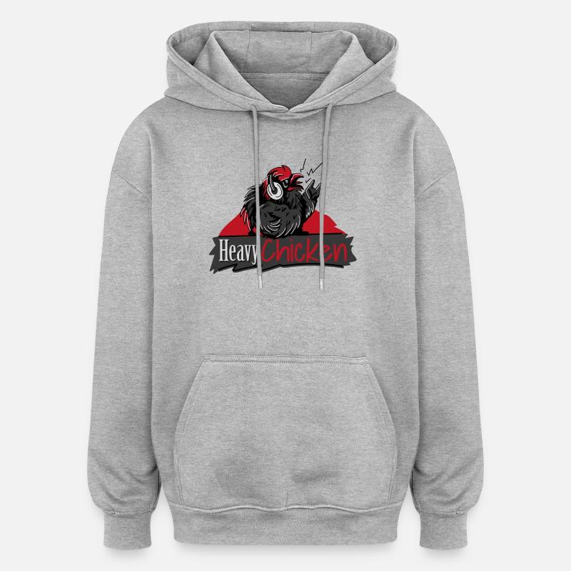 Heavy Chicken - Oversized Unisex Hoodie - Grau meliert