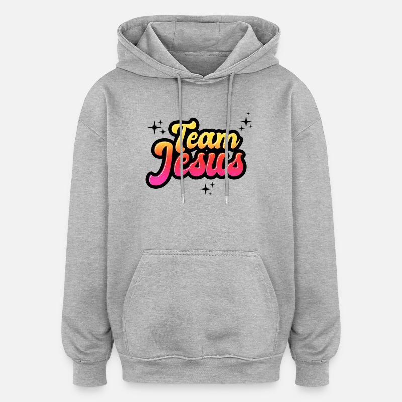 Equipe Jesus - Sweat à capuche oversize unisexe - gris chiné