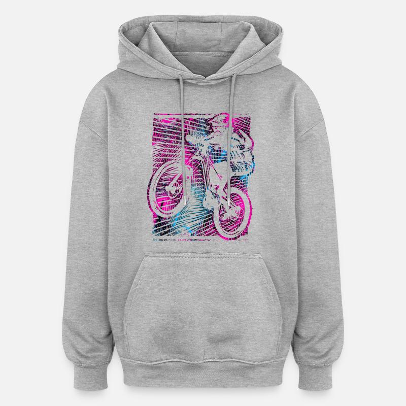 VTT - VTT - Descente VTT - Sweat à capuche oversize unisexe - gris chiné