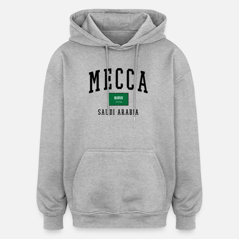 Mecque, Arabie Saoudite : Conception du drapeau - Sweat à capuche oversize unisexe - gris chiné