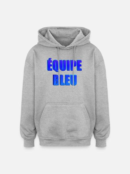 équipe bleu - Sweat à capuche oversize unisexe - gris chiné