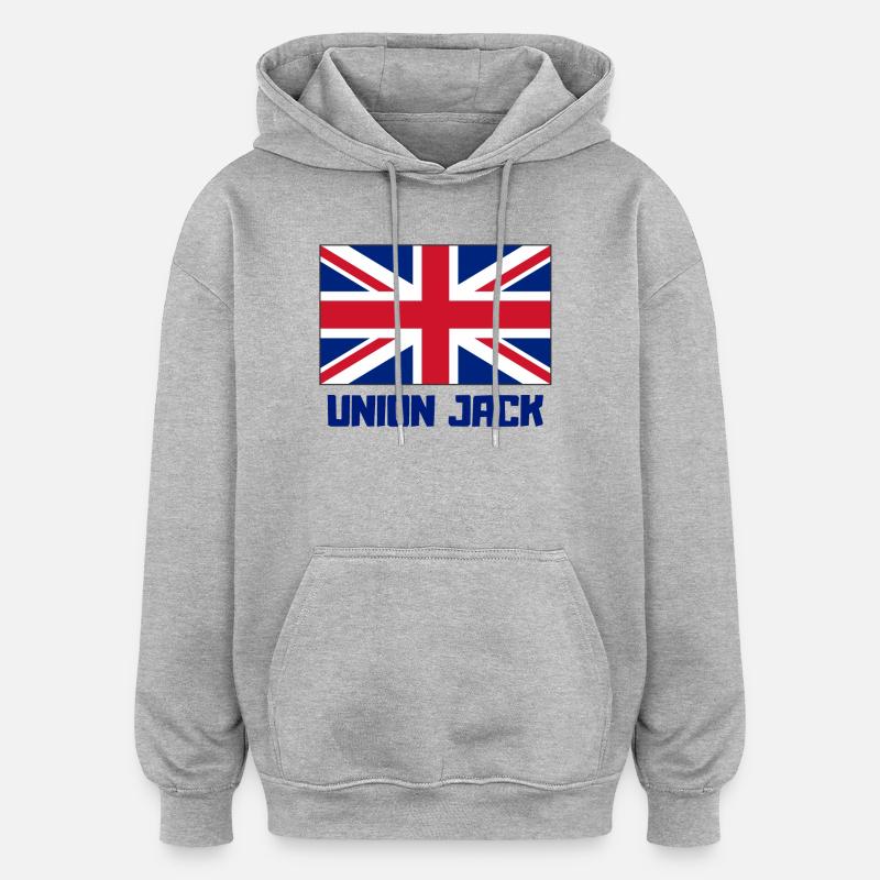 union jack, Angleterre, Londres - Sweat à capuche oversize unisexe - gris chiné