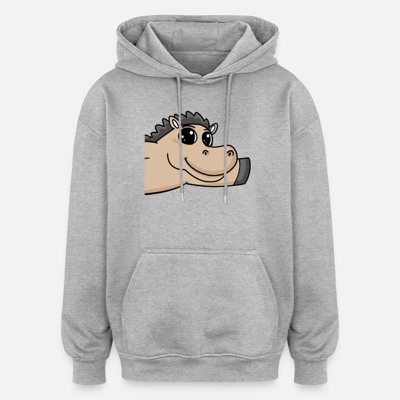 Salutation des chevaux - Sweat à capuche oversize unisexe - gris chiné