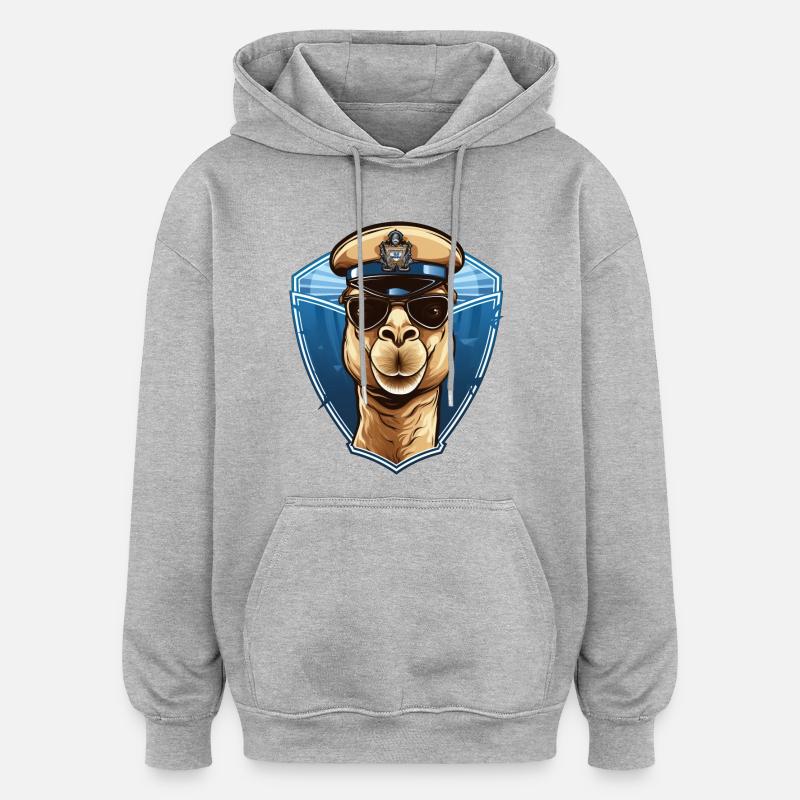 Policier chameau - Sweat à capuche oversize unisexe - gris chiné