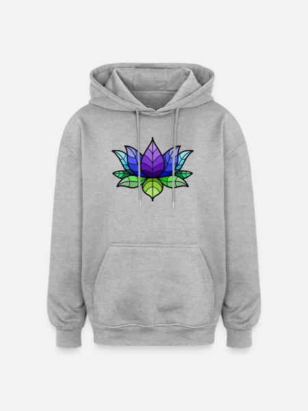 Mohawk Lotus Floral Motif - Oversized Unisex Hoodie - heather grey