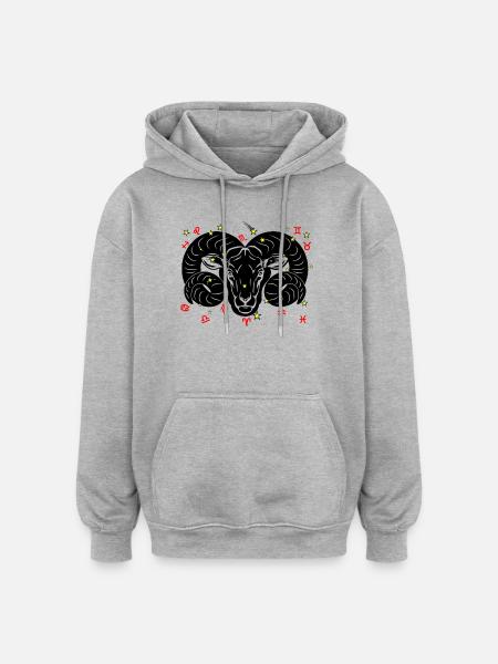 Sternzeichen Stern Logo Widder - Oversized Unisex Hoodie - Grau meliert