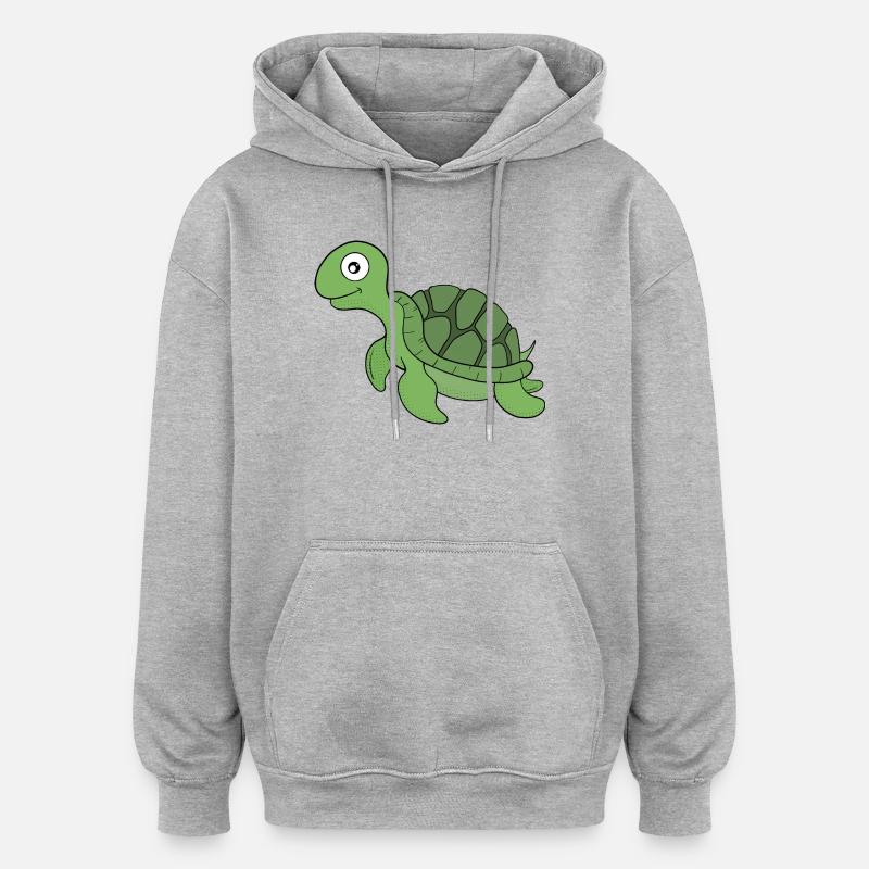 Une tortue amicale - Sweat à capuche oversize unisexe - gris chiné