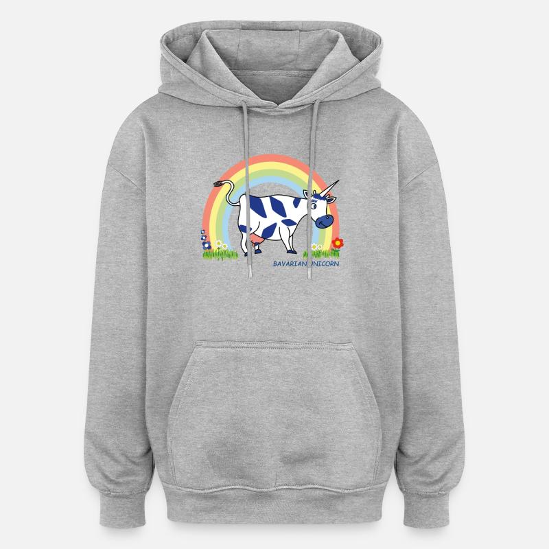 LICORNE BAVAROISE - Arc-en-ciel - Sweat à capuche oversize unisexe - gris chiné