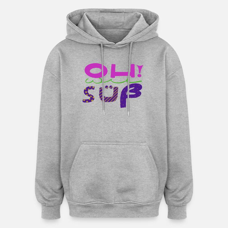 Ausdrucksstarke, handgeschriebene Spaßkunst  - Oversized Unisex Hoodie - Grau meliert