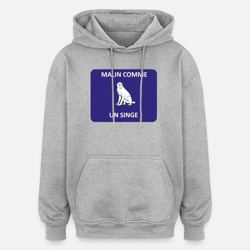 Clever wie ein Affe - Oversized Unisex Hoodie - Grau meliert