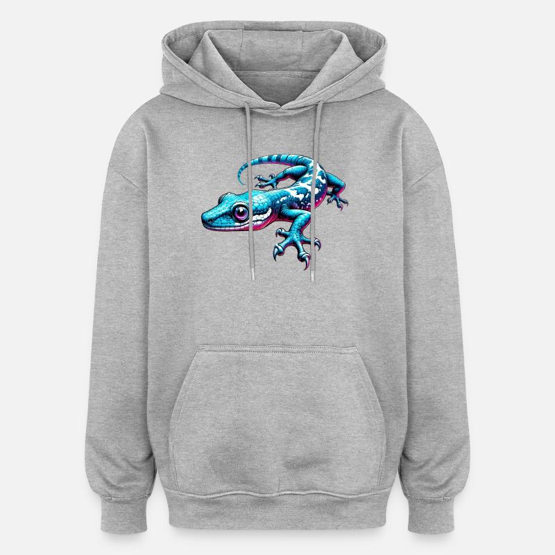 Gecko - Sweat à capuche oversize unisexe - gris chiné