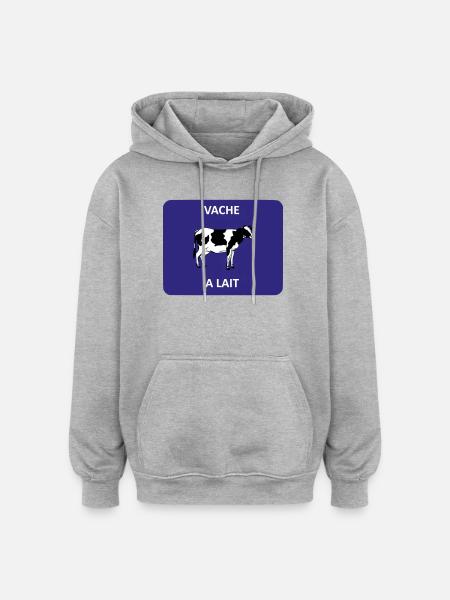 Vache à lait - Sweat à capuche oversize unisexe - gris chiné