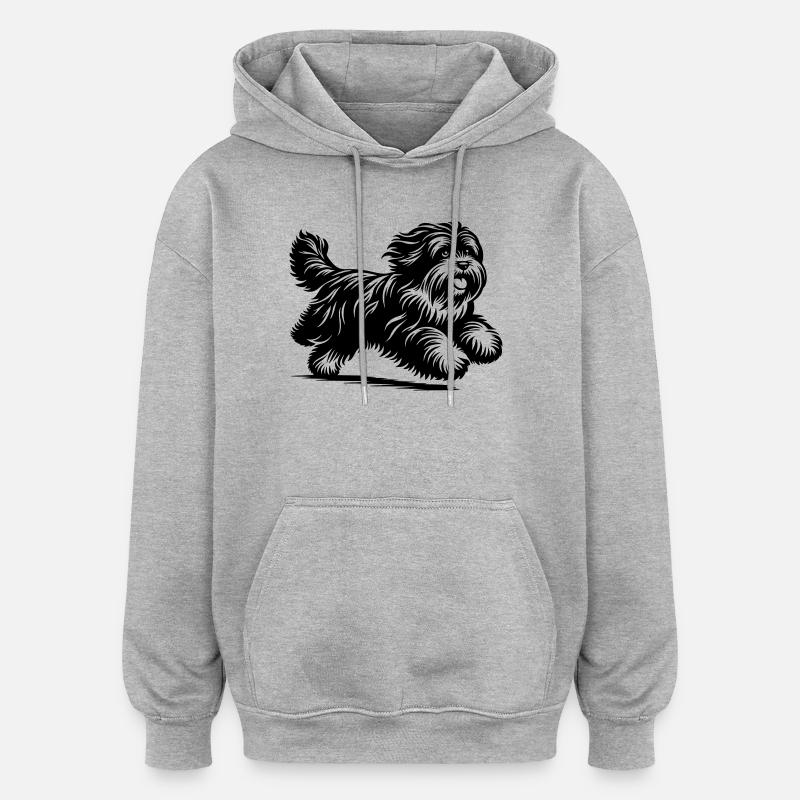 Tibet Terrier - Oversized Unisex Hoodie - Grau meliert