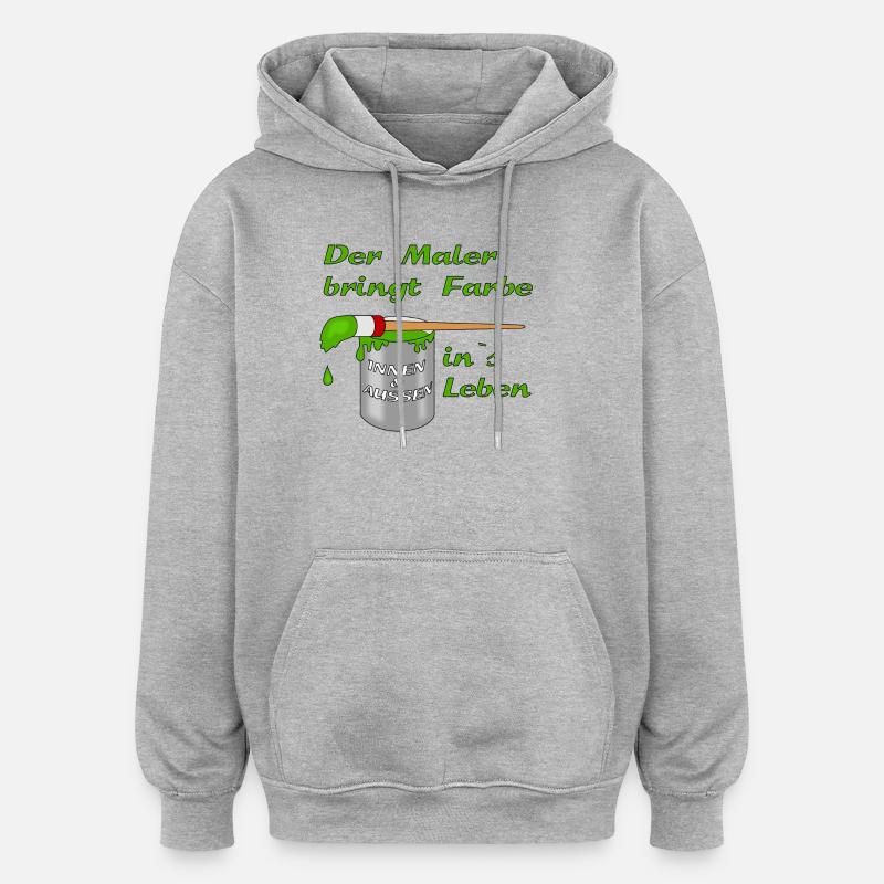 Maler Farbtopf mit Pinsel - Oversized Unisex Hoodie - Grau meliert