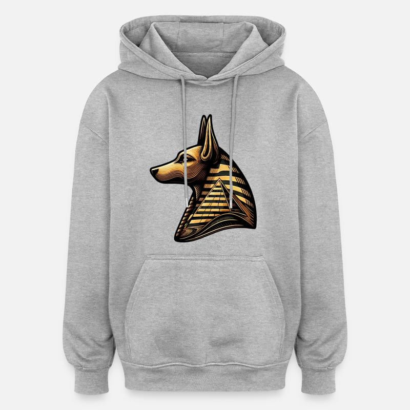 Anubis | Wächter der Gräber Ägypten - Oversized Unisex Hoodie - Grau meliert
