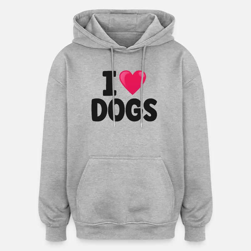 Chien - Sweat à capuche oversize unisexe - gris chiné