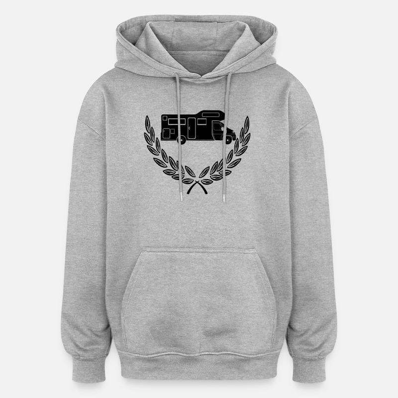 Camping-car en couronne de laurier - Sweat à capuche oversize unisexe - gris chiné