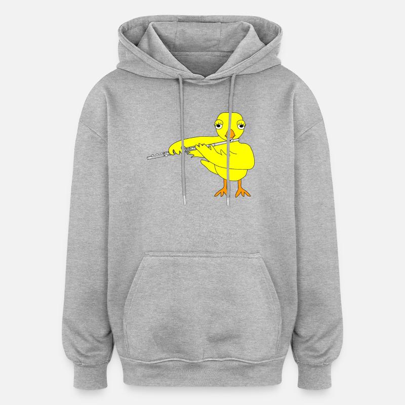 Flûte poussin - Sweat à capuche oversize unisexe - gris chiné