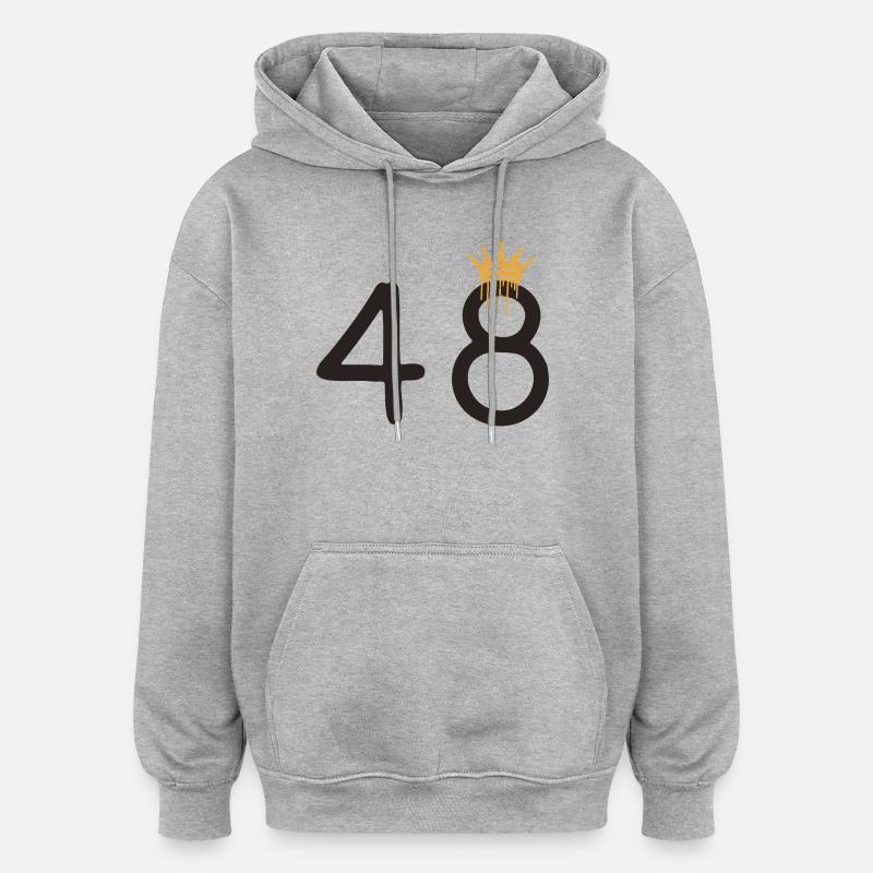 48 - Sweat à capuche oversize unisexe - gris chiné