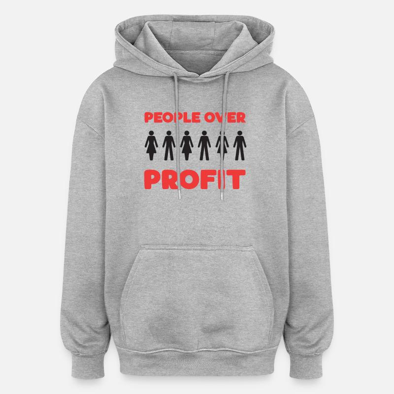 Les gens plutôt que le profit - Sweat à capuche oversize unisexe - gris chiné