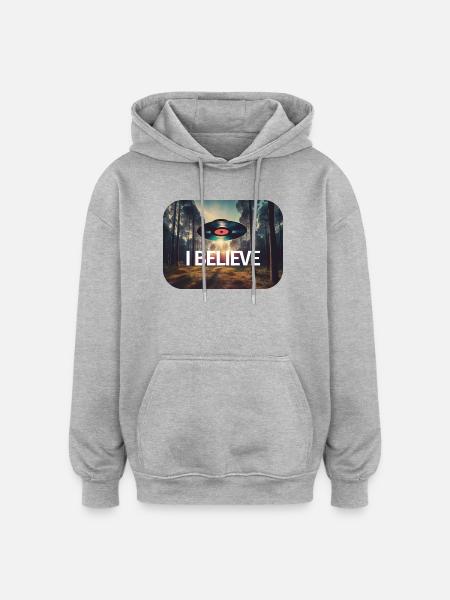 Je crois au vinyle - Sweat à capuche oversize unisexe - gris chiné