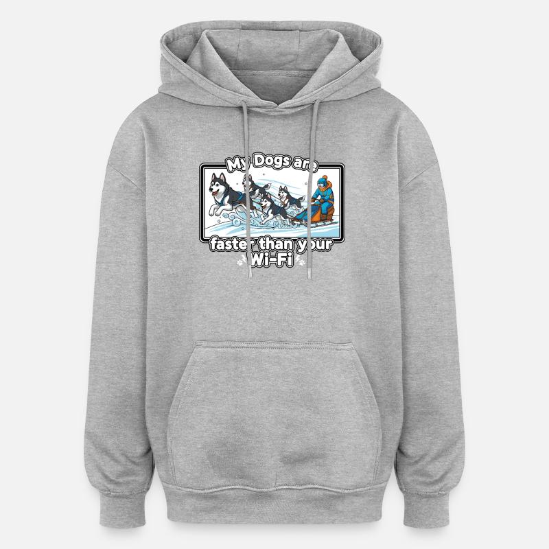 Plus rapide que votre Wi-Fi - Sweat à capuche oversize unisexe - gris chiné