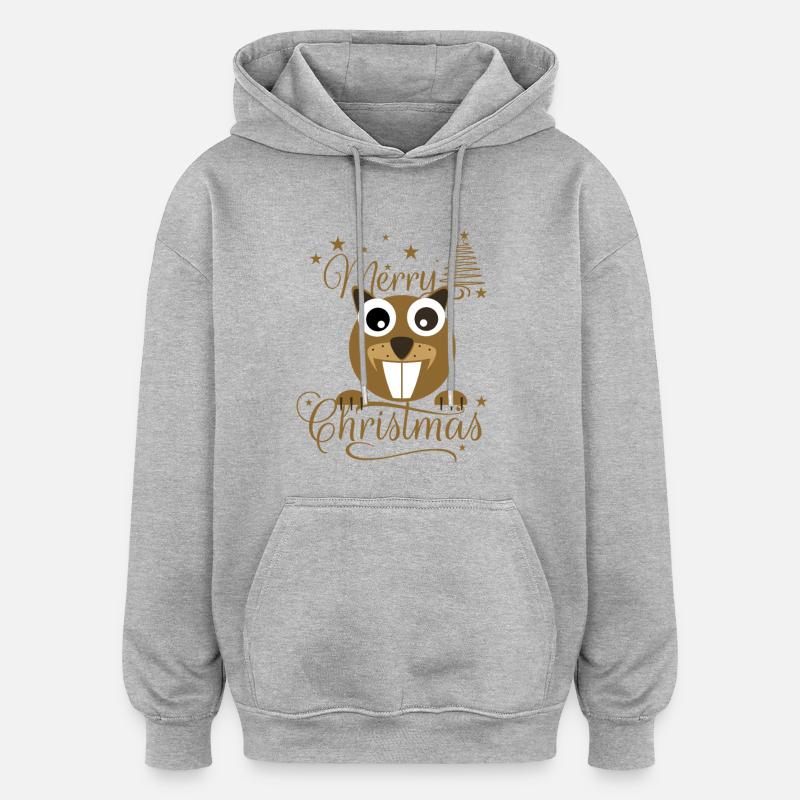 Merry Chrysstmans Eichhornchen - Oversized Unisex Hoodie - Grau meliert