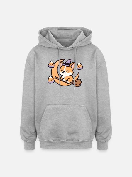 Sorcerer Fox on the Moon - Oversized Unisex Hoodie - heather grey