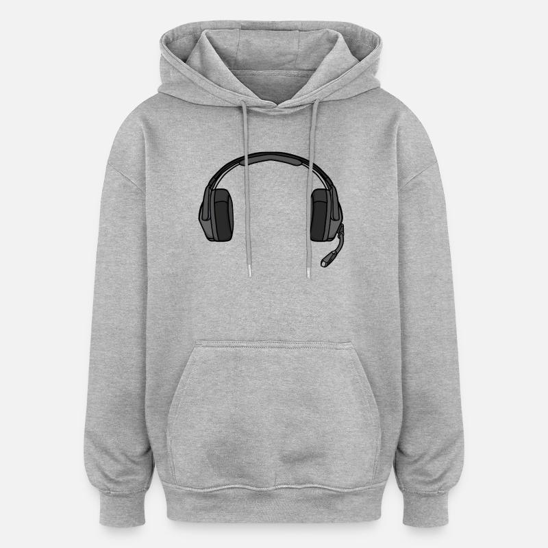 Kopfhörer mit Mikrofon - Oversized Unisex Hoodie - Grau meliert