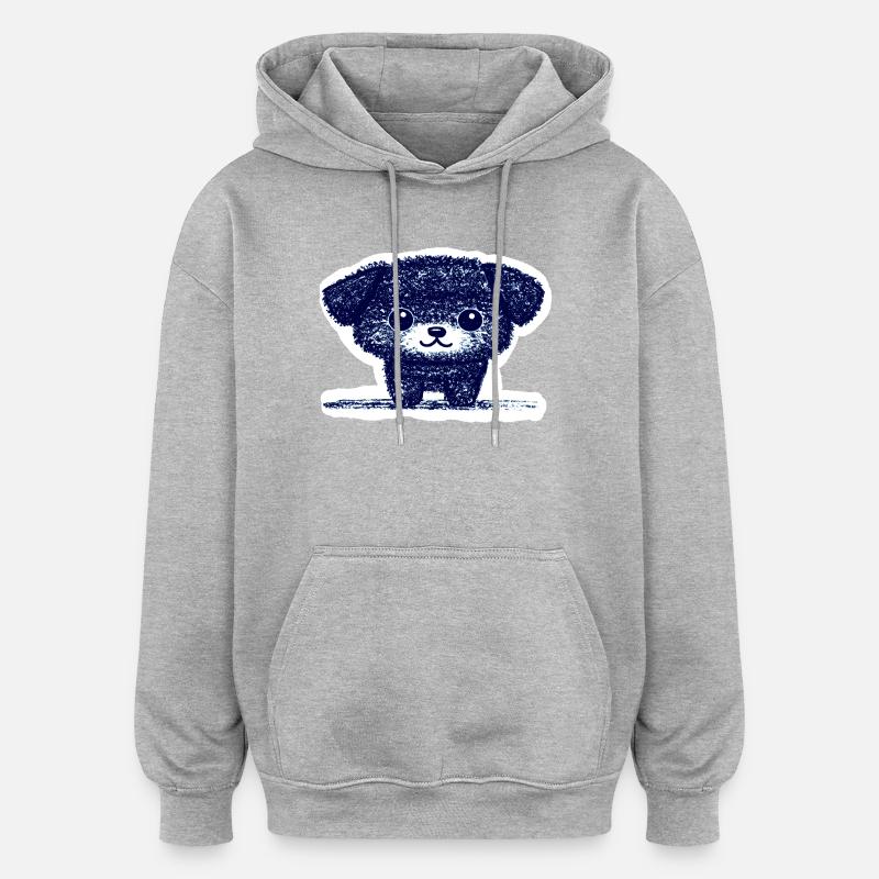 Winziges Hündchen (Blau) - Oversized Unisex Hoodie - Grau meliert