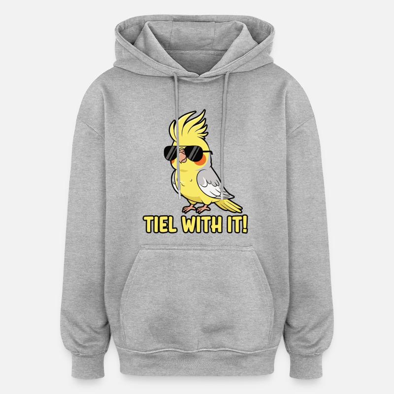 Calopsitte Perruche Humour Oiseau - Sweat à capuche oversize unisexe - gris chiné