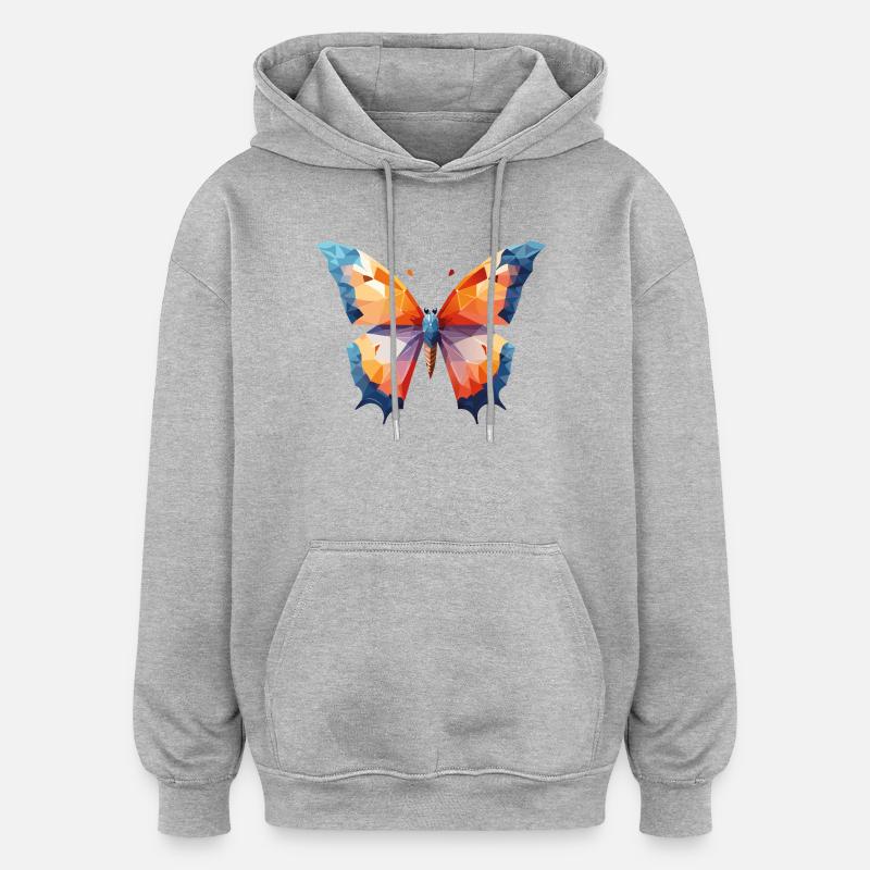 Papillon - Sweat à capuche oversize unisexe - gris chiné