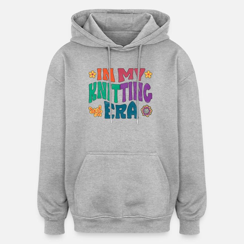 À l’époque du tricot - Sweat à capuche oversize unisexe - gris chiné